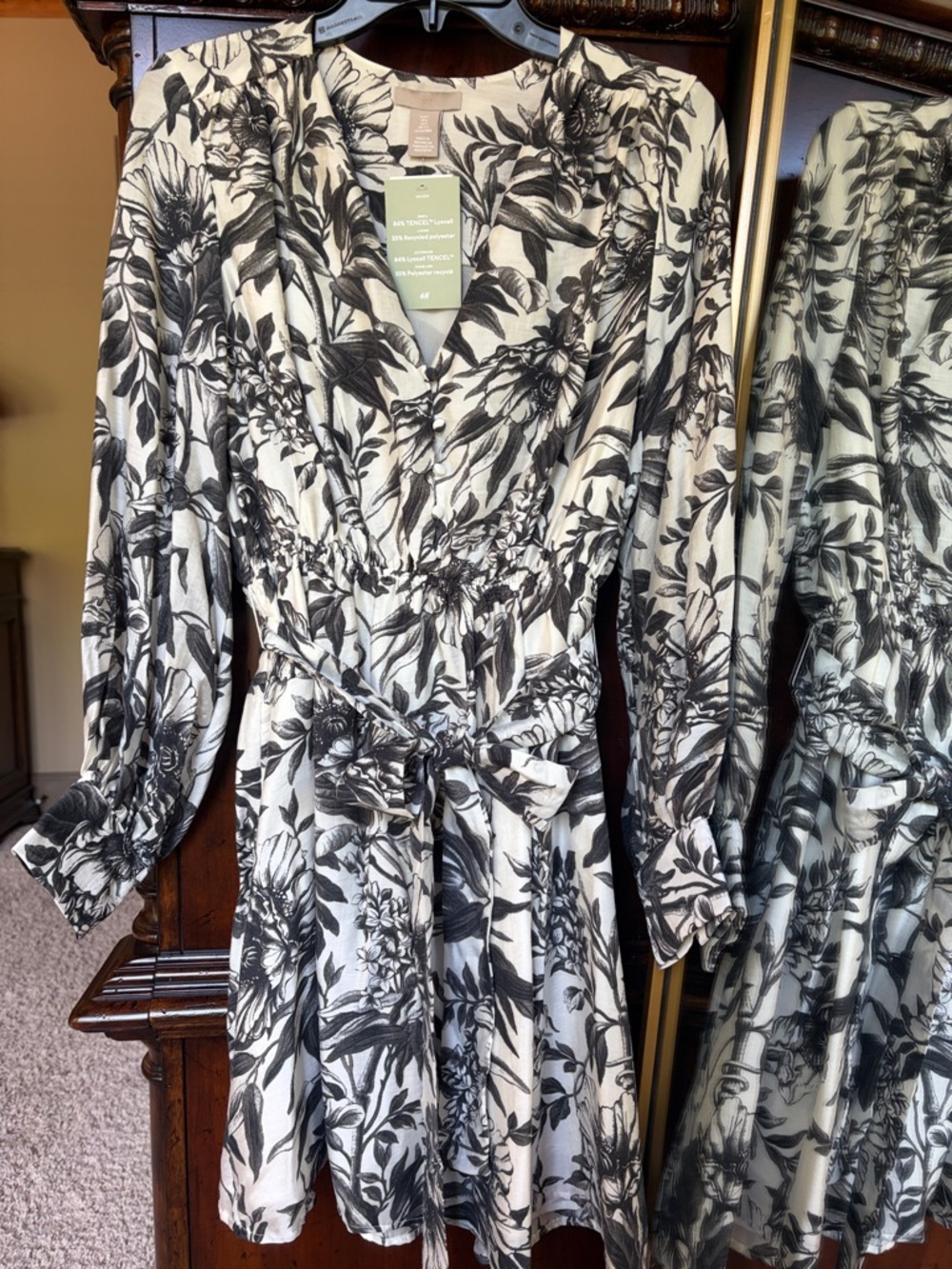 H&M Black and White Floral Dress